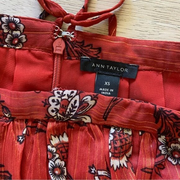 Ann Taylor Gorgeous Flowy Rust Color Floral Blouse Top Women’s Size XS - Picture 10 of 10